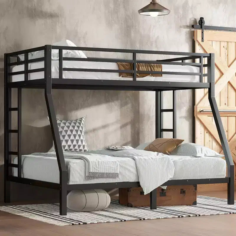 Bellemave Bunk Bed with Ladder and Safety Guardrail,Metal Bunk Bed Frame for Teens and Adults,No Box Spring Needed