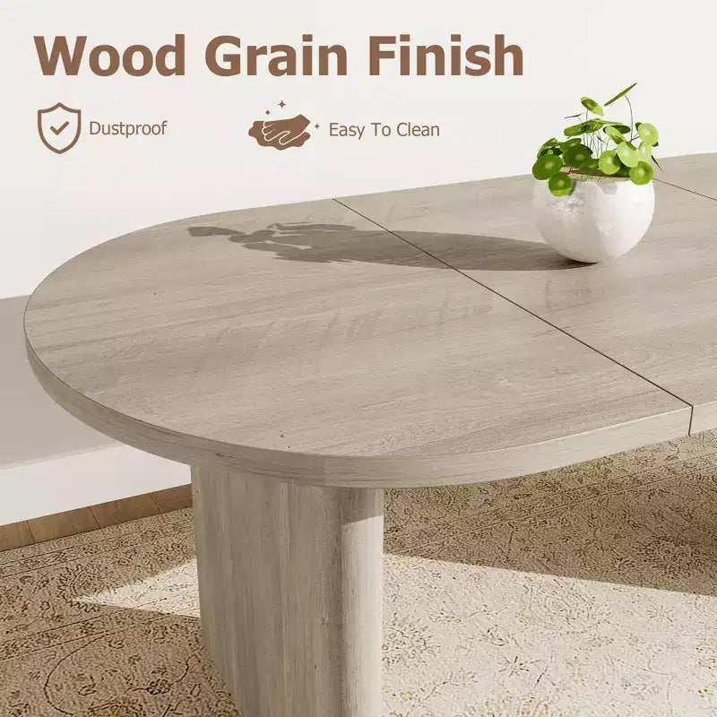 Table à Manger Ovale pour 6-8 Personnes, Grande Table de Cuisine Longue avec Base en Bois Épaisse et Robuste, Table de Salle à Manger de Style Ferme (160 cm de long)
