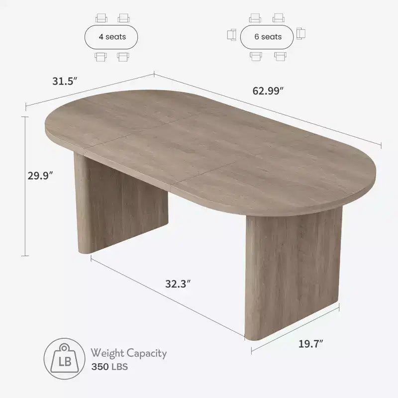 Table à Manger Ovale pour 6-8 Personnes, Grande Table de Cuisine Longue avec Base en Bois Épaisse et Robuste, Table de Salle à Manger de Style Ferme (160 cm de long)