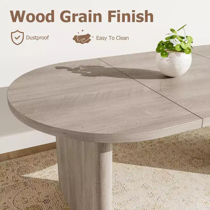 Table à Manger Ovale pour 6-8 Personnes, Grande Table de Cuisine Longue avec Base en Bois Épaisse et Robuste, Table de Salle à Manger de Style Ferme (160 cm de long)