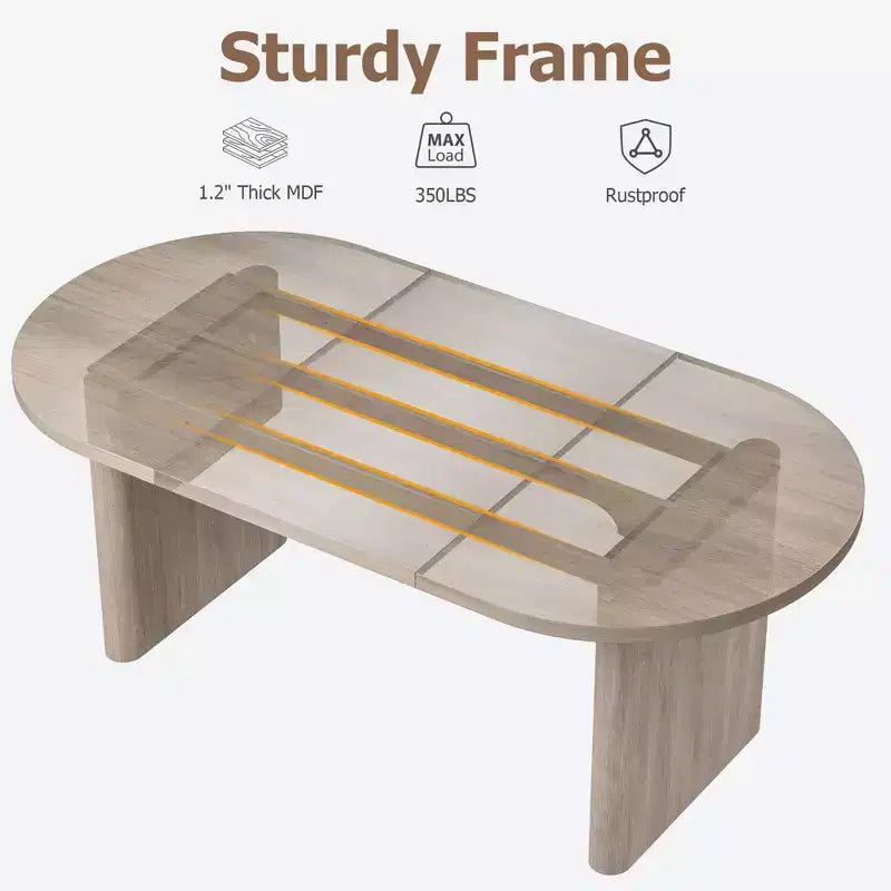 Table à Manger Ovale pour 6-8 Personnes, Grande Table de Cuisine Longue avec Base en Bois Épaisse et Robuste, Table de Salle à Manger de Style Ferme (160 cm de long)