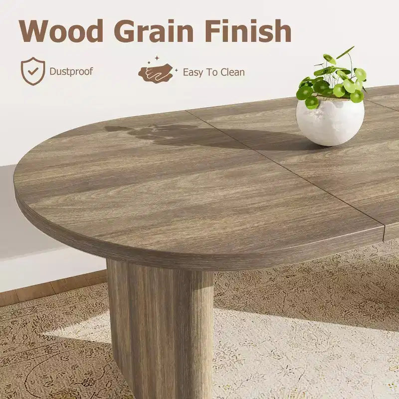 Table à Manger Ovale pour 6-8 Personnes, Grande Table de Cuisine Longue avec Base en Bois Épaisse et Robuste, Table de Salle à Manger de Style Ferme (160 cm de long)