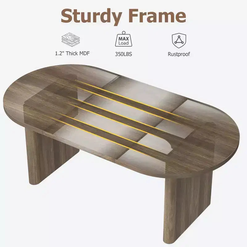 Table à Manger Ovale pour 6-8 Personnes, Grande Table de Cuisine Longue avec Base en Bois Épaisse et Robuste, Table de Salle à Manger de Style Ferme (160 cm de long)
