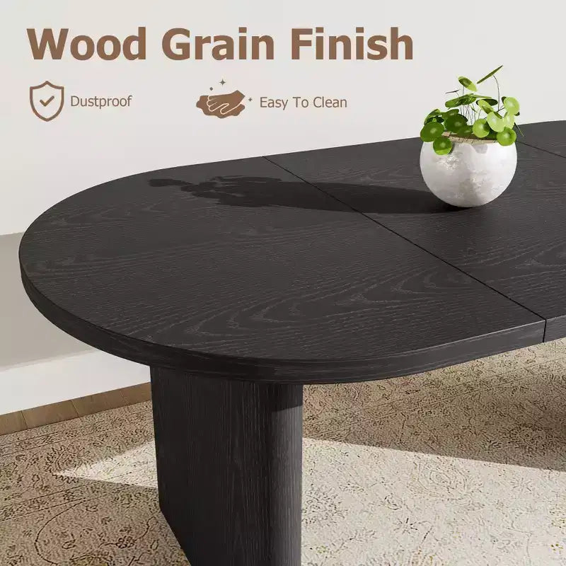 Table à Manger Ovale pour 6-8 Personnes, Grande Table de Cuisine Longue avec Base en Bois Épaisse et Robuste, Table de Salle à Manger de Style Ferme (160 cm de long)