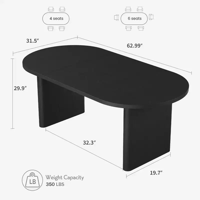 Table à Manger Ovale pour 6-8 Personnes, Grande Table de Cuisine Longue avec Base en Bois Épaisse et Robuste, Table de Salle à Manger de Style Ferme (160 cm de long)