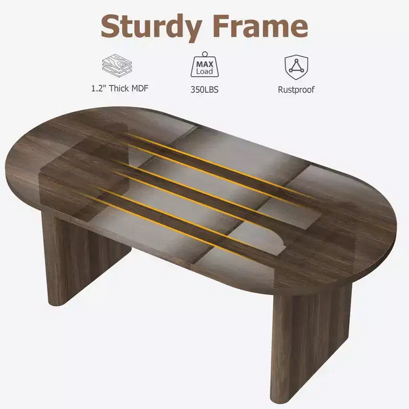 Table à Manger Ovale pour 6-8 Personnes, Grande Table de Cuisine Longue avec Base en Bois Épaisse et Robuste, Table de Salle à Manger de Style Ferme (160 cm de long)