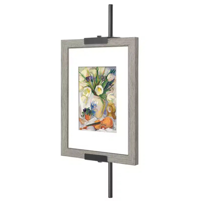 Americanflat Wall Mounted Picture Frame Stand and Artwork Easel with Adaptive Clamps - Black