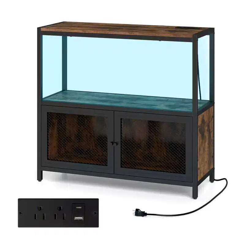 Meuble de bar à café avec lumières LED, buffet industriel avec station de recharge