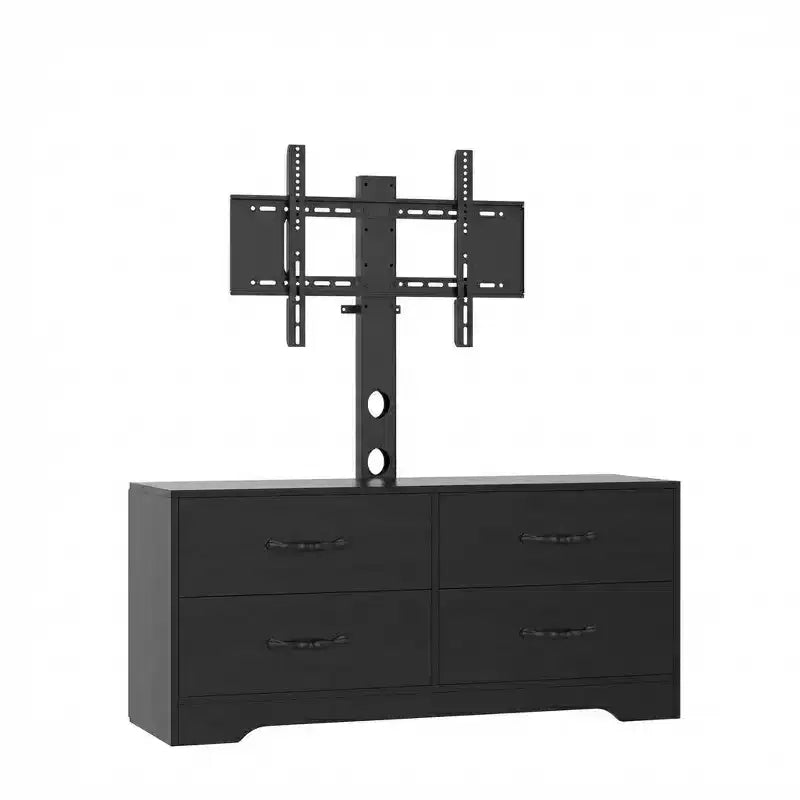 Meuble TV moderne avec support pour téléviseurs de 32 à 75 pouces, table console multimédia avec 4 tiroirs spacieux, commode de centre de divertissement pour le rangement du salon