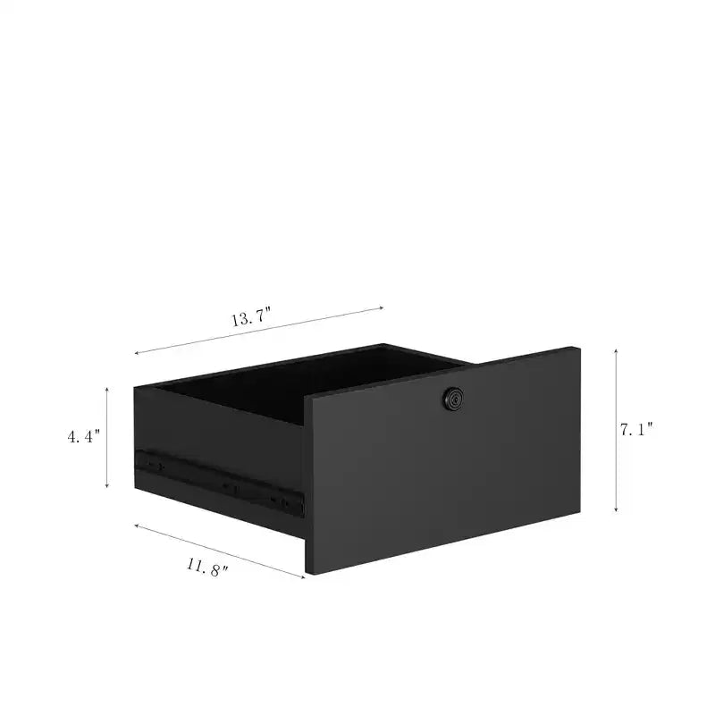 Table de chevet moderne avec station de charge, lampe LED/veilleuse, porte et casier verrouillable (noir)