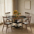 GDFStudio Hawthorne 47-Inch Round Dining Table with Built-In Storage Shelf