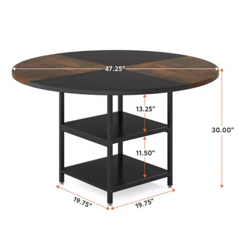 Table de salle à manger ronde Hawthorne de 47 pouces avec étagère de rangement intégrée