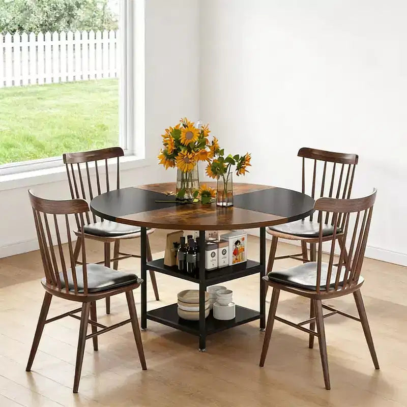 Table de salle à manger ronde Hawthorne de 47 pouces avec étagère de rangement intégrée