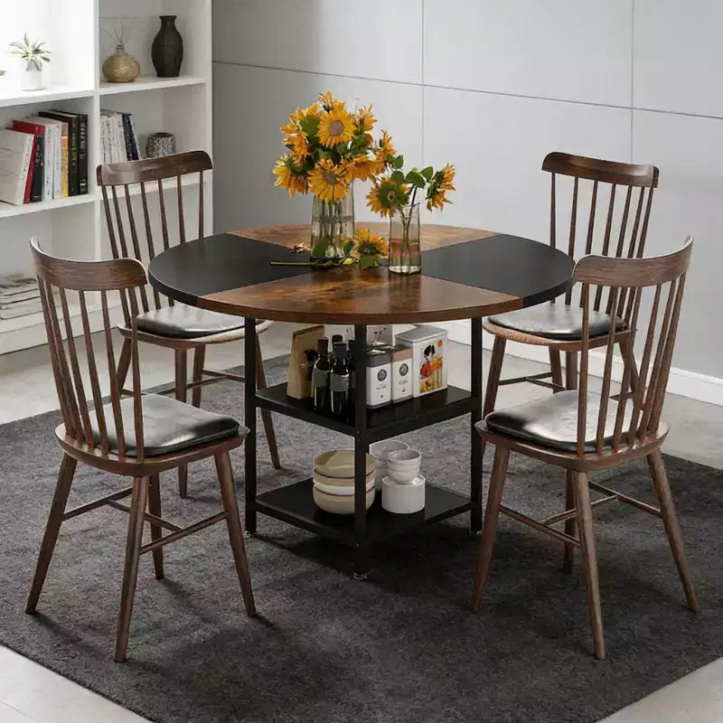 Table de salle à manger ronde Hawthorne de 47 pouces avec étagère de rangement intégrée