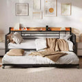 Coolmee Twin Daybed with Trundle, Storage Headboard + Charging Station & Extra Storage Bags, Sturdy Sofa Bed for Living Room Guest Room