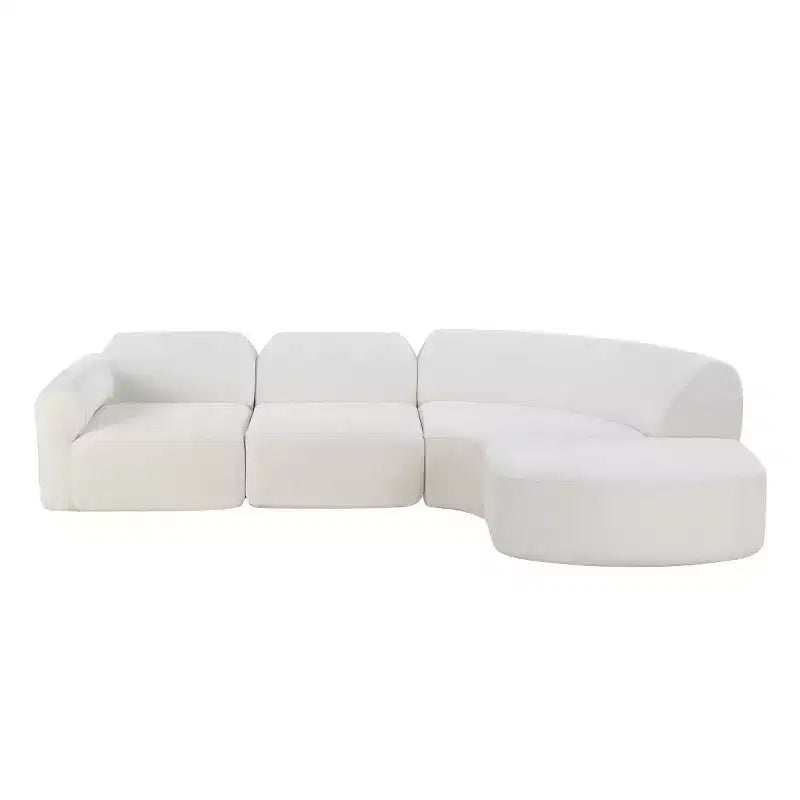 111 Canapé d'angle moderne en forme de L avec pouf, canapé rembourré à assise profonde, canapé 3 places pour salon et salle de séjour
