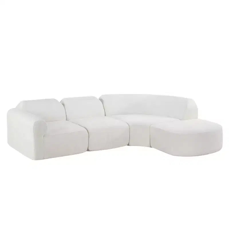 111 Canapé d'angle moderne en forme de L avec pouf, canapé rembourré à assise profonde, canapé 3 places pour salon et salle de séjour