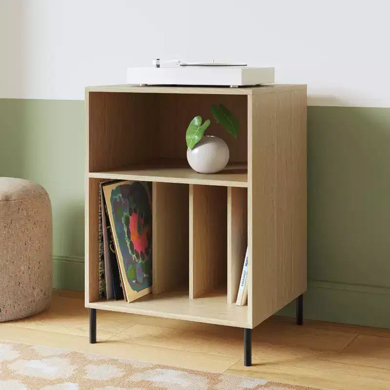 Meuble tour de disque en métal et bois naturel - ™