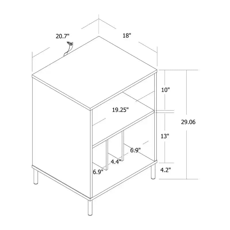Meuble tour de disque en métal et bois naturel - ™