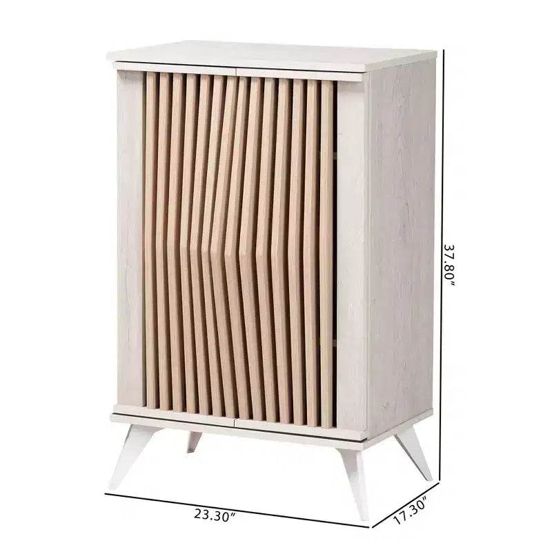 Armoire de rangement à 2 portes Simona Wood : Design Mid-Century, 4 étagères, Pieds inclinés