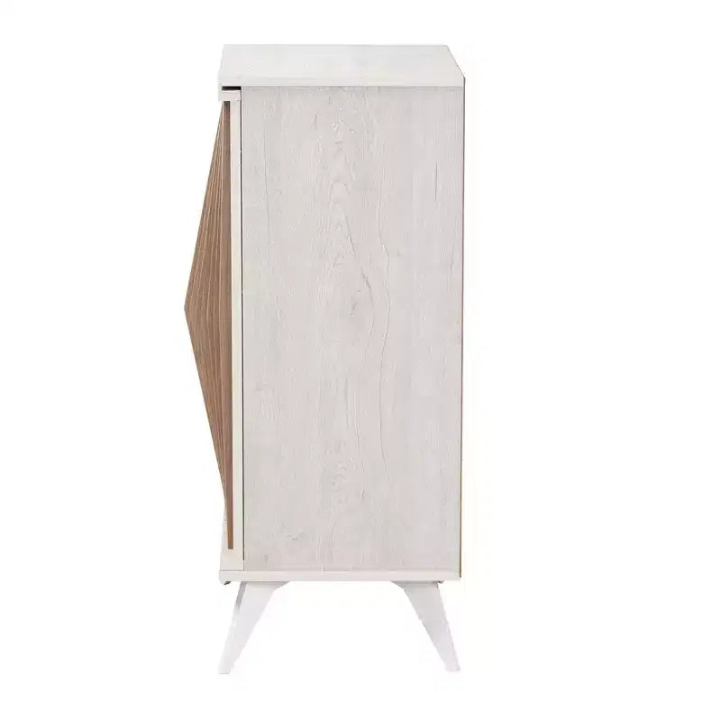 Armoire de rangement à 2 portes Simona Wood : Design Mid-Century, 4 étagères, Pieds inclinés