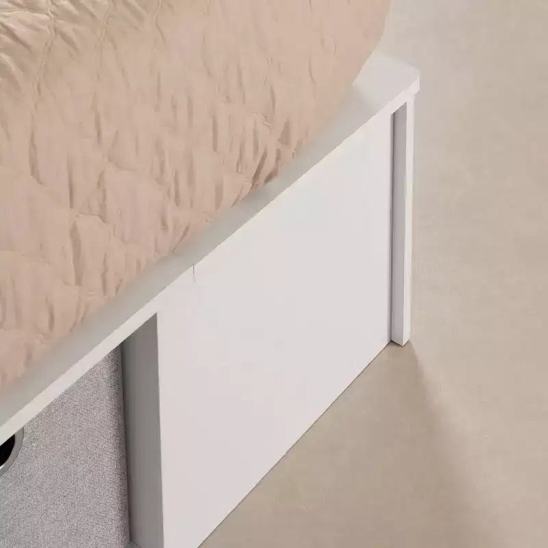 Lit plateforme King avec rangement flexible et paniers Blanc pur