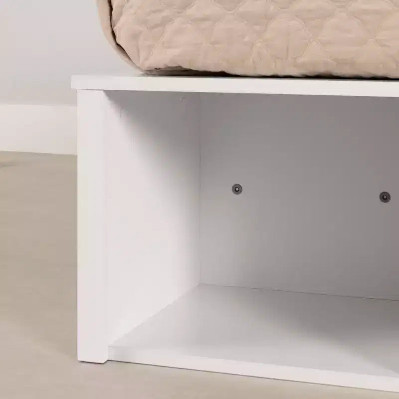 Lit plateforme King avec rangement flexible et paniers Blanc pur