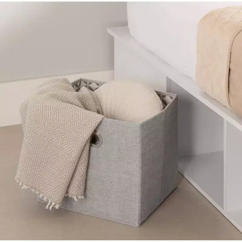 Lit plateforme King avec rangement flexible et paniers Blanc pur
