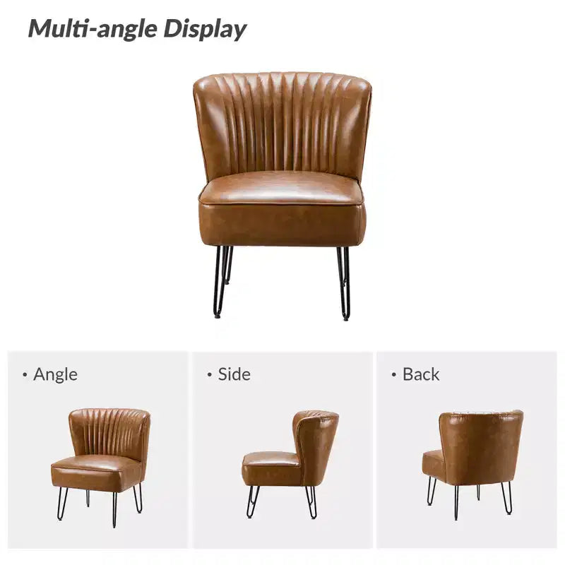 Lot de 2 chaises d'appoint Eustacio Mid-back en similicuir touffeté avec piètement en métal