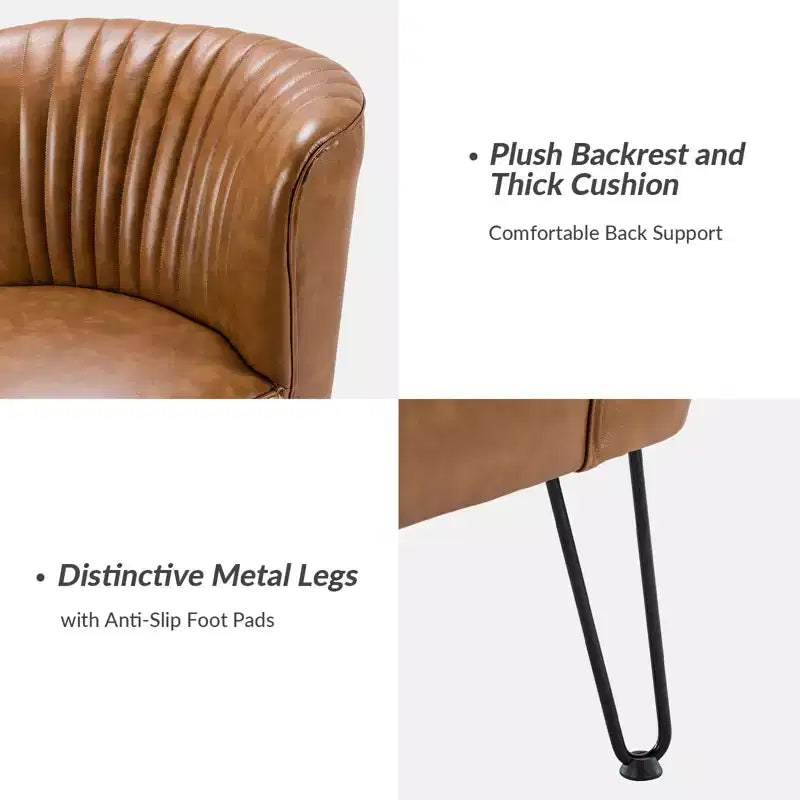 Lot de 2 chaises d'appoint Eustacio Mid-back en similicuir touffeté avec piètement en métal