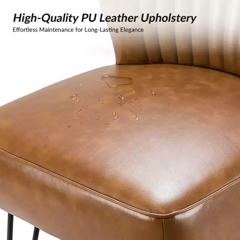 Lot de 2 chaises d'appoint Eustacio Mid-back en similicuir touffeté avec piètement en métal