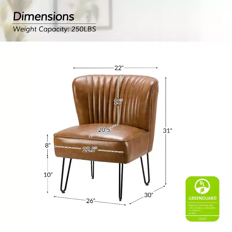 Lot de 2 chaises d'appoint Eustacio Mid-back en similicuir touffeté avec piètement en métal
