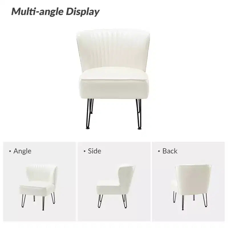 Lot de 2 chaises d'appoint Eustacio Mid-back en similicuir touffeté avec piètement en métal