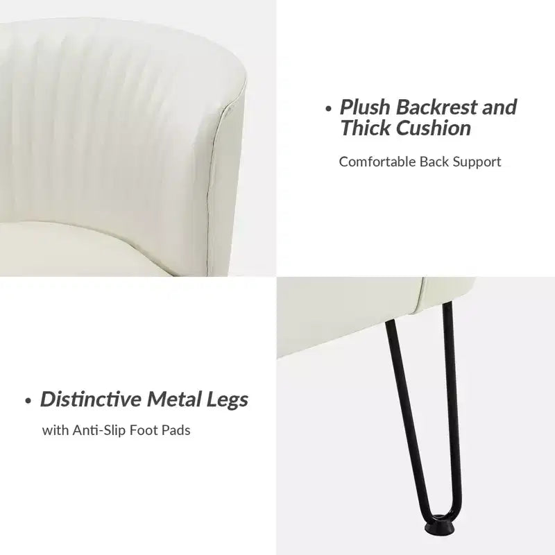 Lot de 2 chaises d'appoint Eustacio Mid-back en similicuir touffeté avec piètement en métal