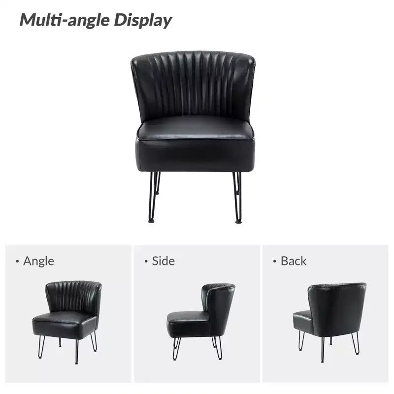 Lot de 2 chaises d'appoint Eustacio Mid-back en similicuir touffeté avec piètement en métal