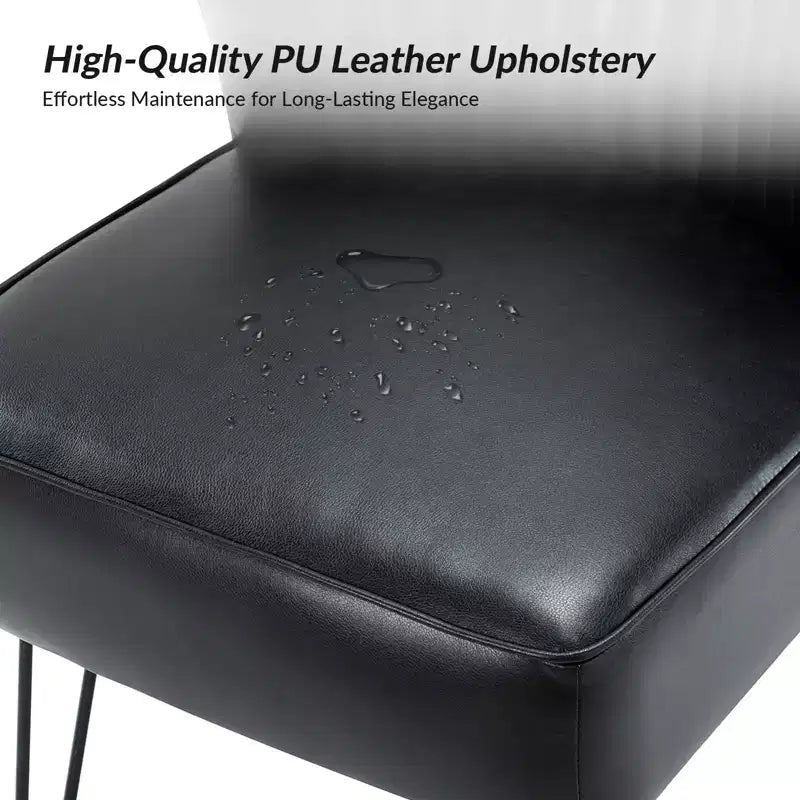 Lot de 2 chaises d'appoint Eustacio Mid-back en similicuir touffeté avec piètement en métal