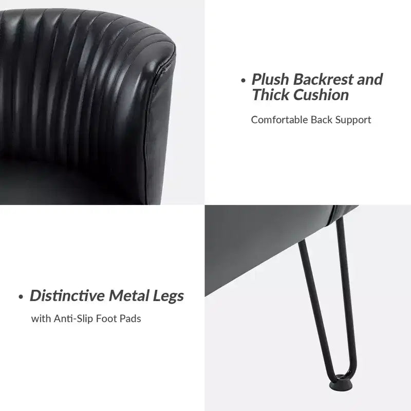Lot de 2 chaises d'appoint Eustacio Mid-back en similicuir touffeté avec piètement en métal