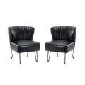 Lot de 2 chaises d'appoint Eustacio Mid-back en similicuir touffeté avec piètement en métal