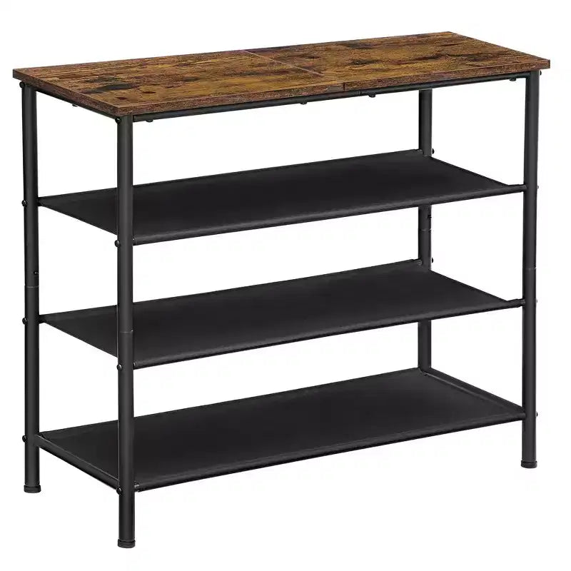 VASAGLE Shoe Rack, 4 Tier Shoe Storage Rack for 9-12 Pairs of Shoes, Shoe Organizer for Entryway, Rustic Brown and Black