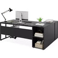 Bureau de direction de 70,86 pouces, bureau d'angle avec armoire de rangement, poste de travail de bureau professionnel pour bureau à domicile