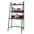 Costway 71'' High Ladder Desk with Open Shelves 3-Tier Ladder Shelf Computer Desk Brown