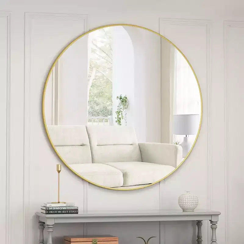 Wall Mirror, 39 Inch/42 Inch Circular Home Decor Farmhouse Metal Framed Mirror, Round Vanity Dressing Mirrors