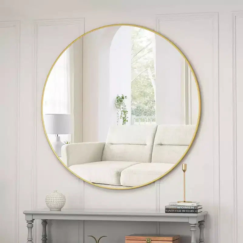 Miroir mural, 39 pouces/42 pouces circulaire, décor de maison, miroir encadré en métal style ferme, miroirs de courtoisie ronds