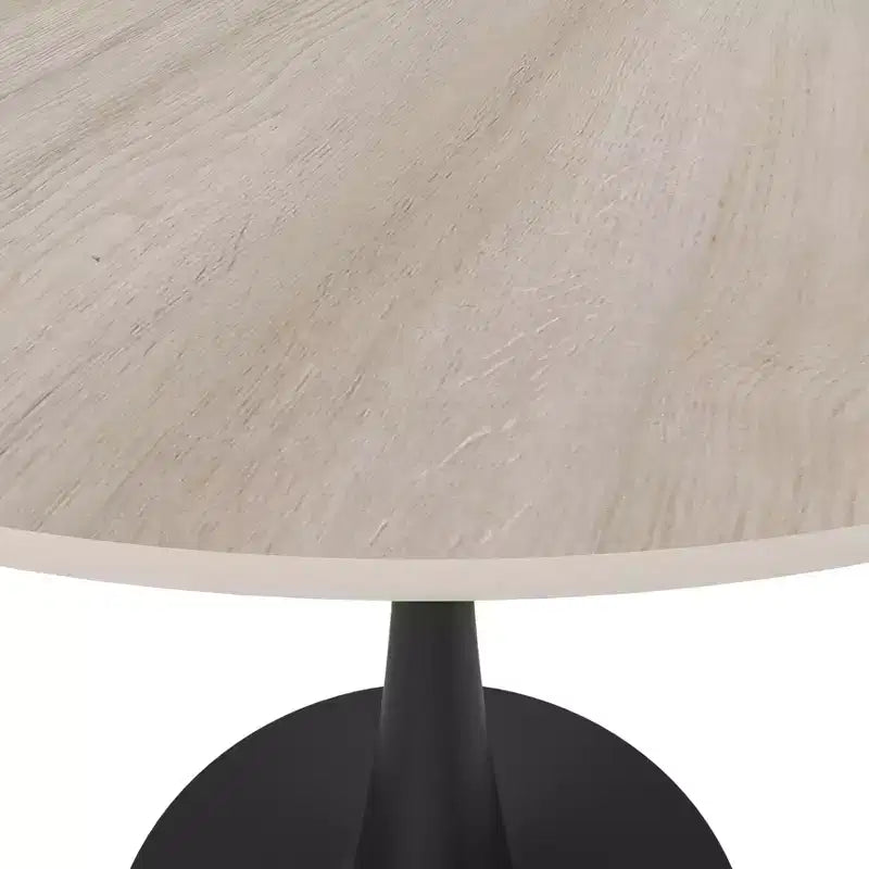 Table à manger ronde Bristol 31, plateau en pierre frittée, pied colonne en acier noir, table d'appoint de café pour la cuisine et les petits espaces