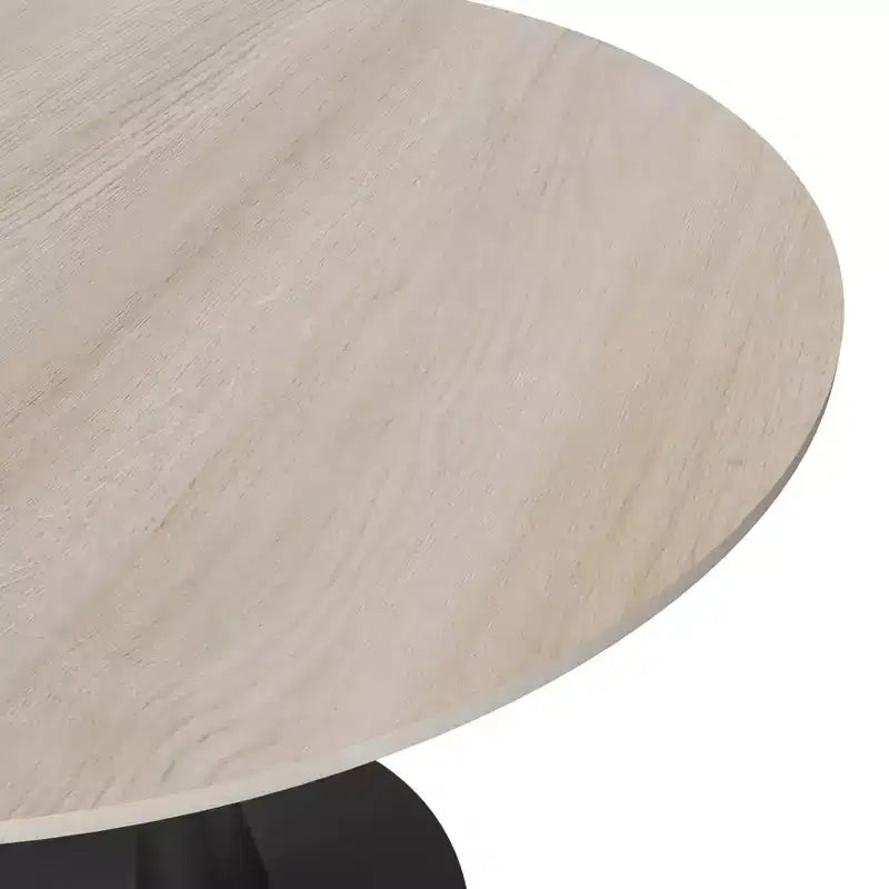 Table à manger ronde Bristol 31, plateau en pierre frittée, pied colonne en acier noir, table d'appoint de café pour la cuisine et les petits espaces
