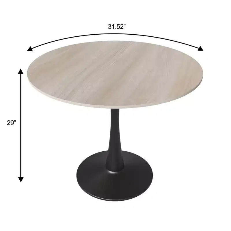 Table à manger ronde Bristol 31, plateau en pierre frittée, pied colonne en acier noir, table d'appoint de café pour la cuisine et les petits espaces