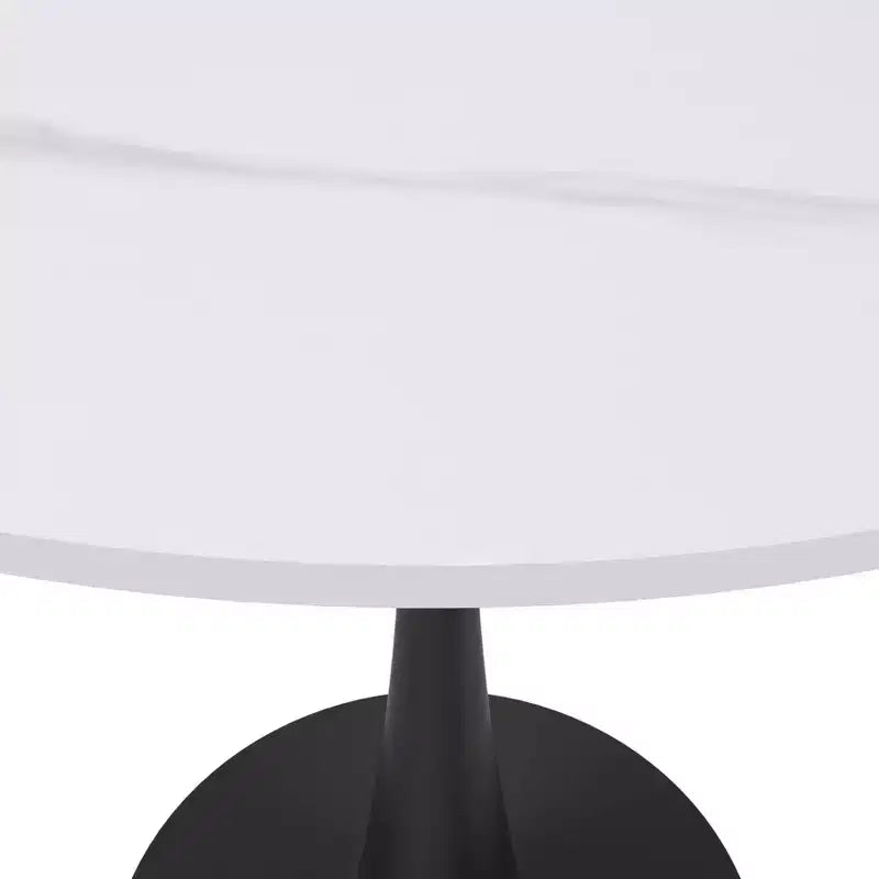 Table à manger ronde Bristol 31, plateau en pierre frittée, pied colonne en acier noir, table d'appoint de café pour la cuisine et les petits espaces