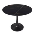 LeisureMod Bristol 31 Round Dining Table  Sintered Stone Top, Black Steel Pedestal Base, Accent Caf Table for Kitchen & Small Spaces