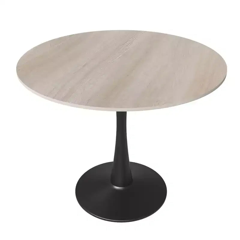 Table à manger ronde Bristol 31, plateau en pierre frittée, pied colonne en acier noir, table d'appoint de café pour la cuisine et les petits espaces