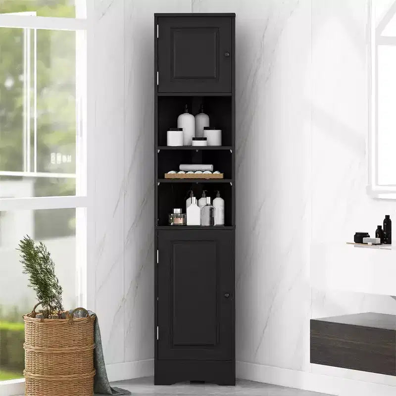 67 Tall Bathroom Corner Cabinet, Freestanding Floor Cabinet With Adjustable Shelves, Narrow Cabinet Organizer for Bathroom Kitchen Living Room